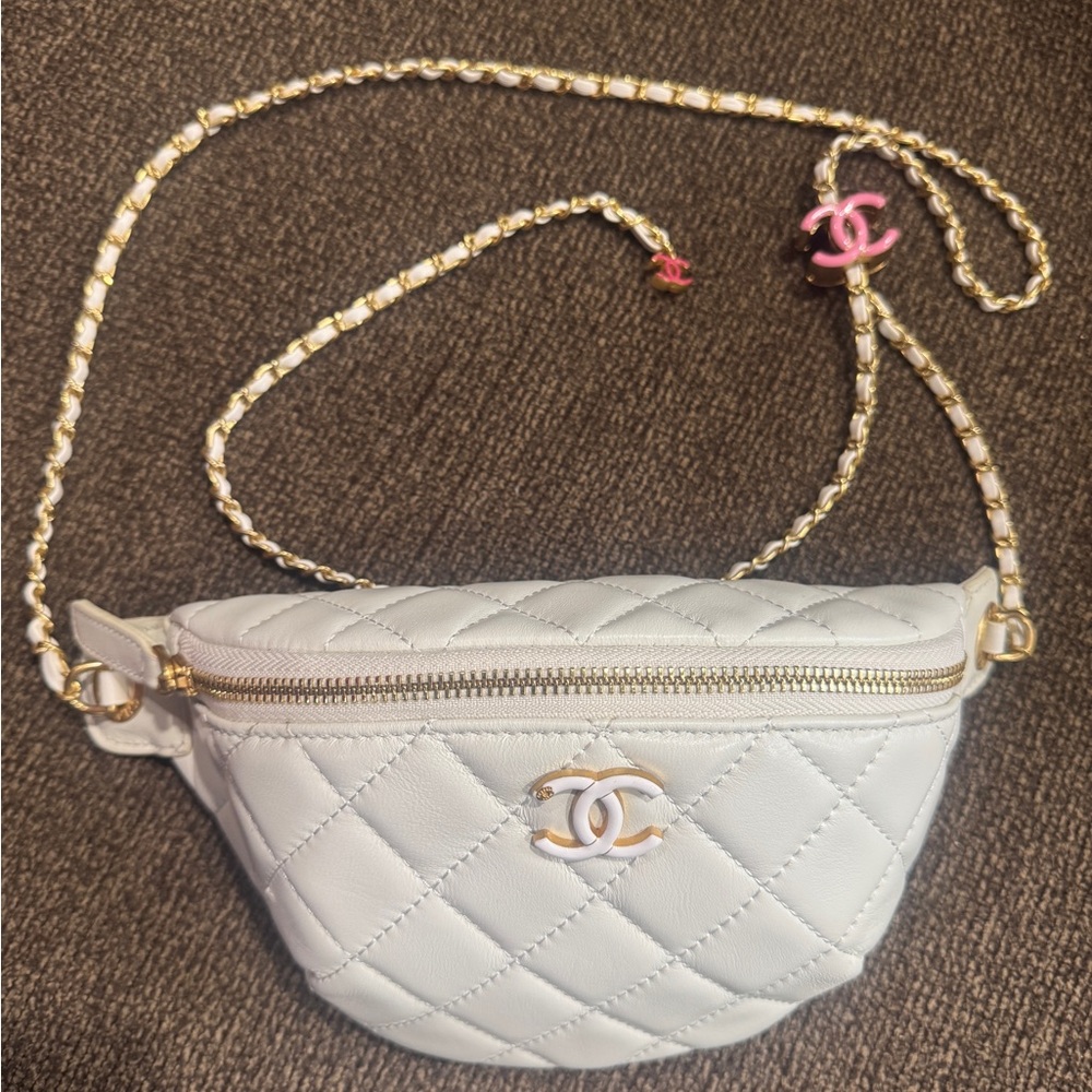 Faux CC Quilted Leather Belt Bag